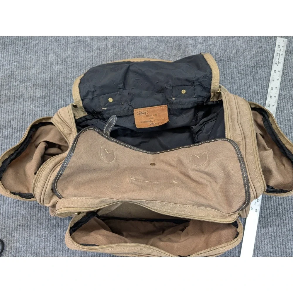 Ford Eddie Bauer Edition Beige Travel Canvas Shoulder Strap Carry Duffle Bag